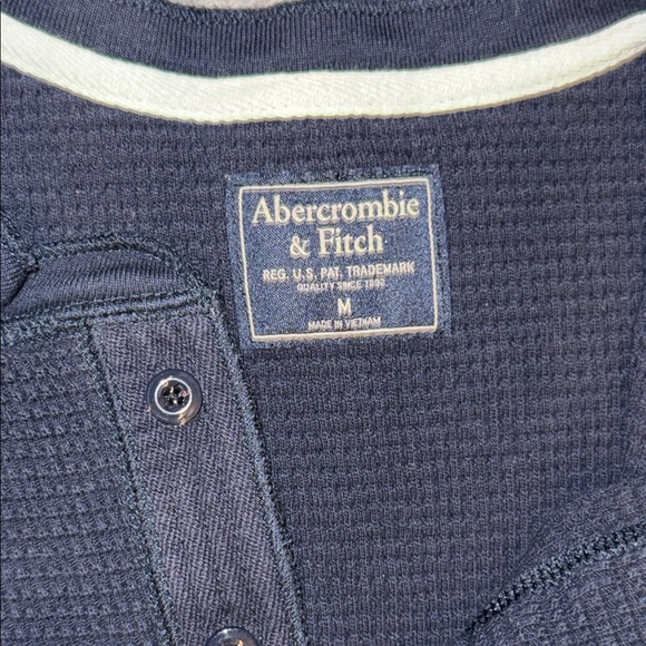 Abercrombie & Fitch Navy Blue Henley Shirt - Picture 2 of 6